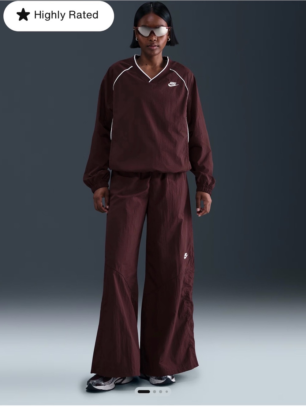 Nike Sportswear Women's Wide-Leg Woven Pants medium burgundy